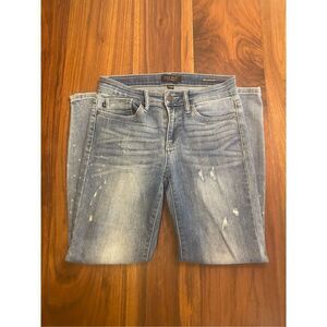 Judy Blue Women's Mid Wash Blue Distressed Ripped Relaxed Skinny Jeans Size 7/28